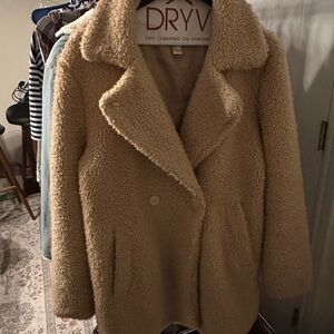Forever 21 Camel Teddy Faux Shearling Coat